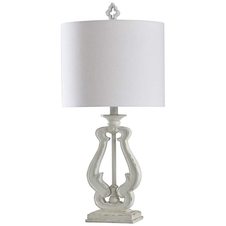 Robert Table Lamp - Distressed White - Textured Beige,Gray