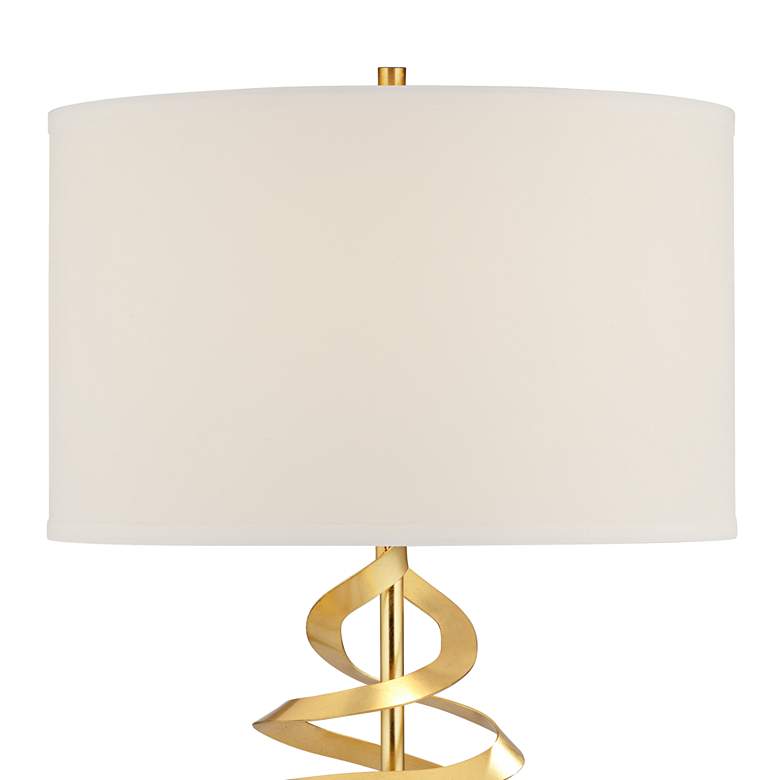 Euro Helix Brass and White Marble Modern Table Lamp with Dimmer