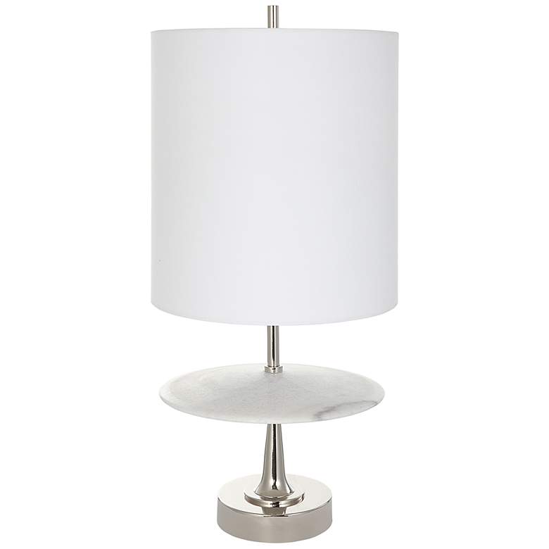 Altitude White Marble and Polished Nickel Iron Table Lamp