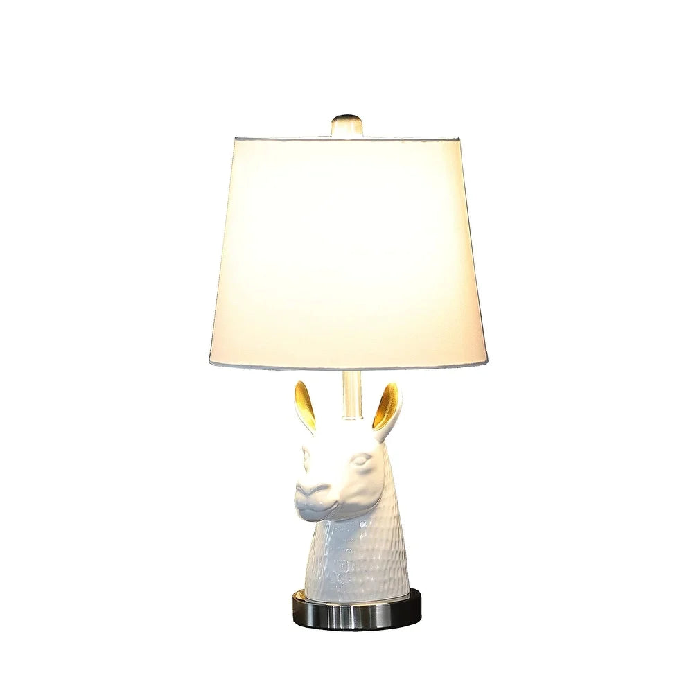 21" White and Gold Llama Table Lamp - Small