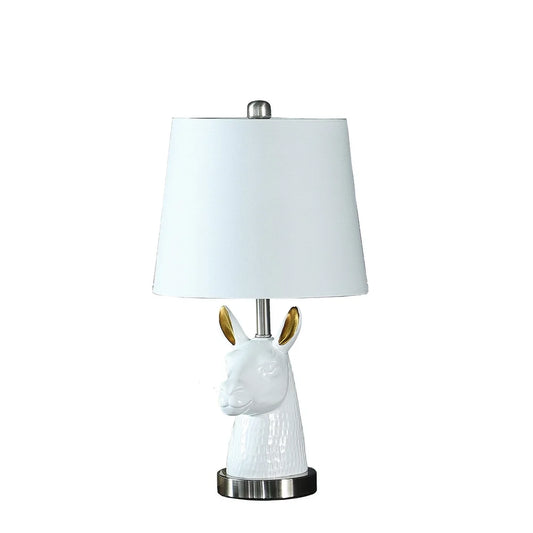 21" White and Gold Llama Table Lamp - Small