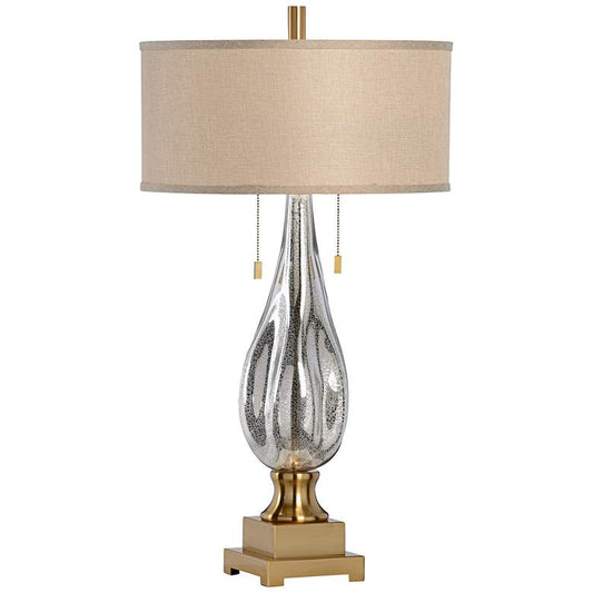 Delano Speckled and Antique Brass Glass Table Lamp