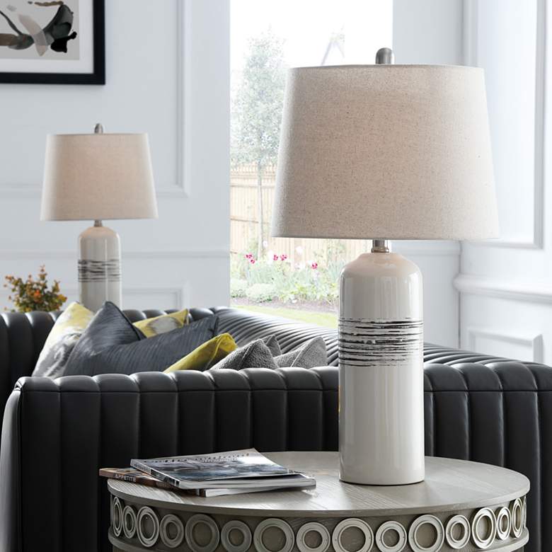 Lite Source Noelle Natural Ceramic Table Lamps Set of 2