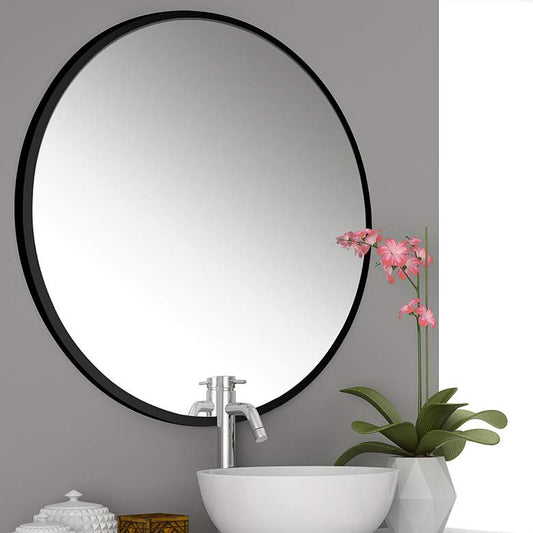 Northwood Black 34" Round Metal Wall Mirror