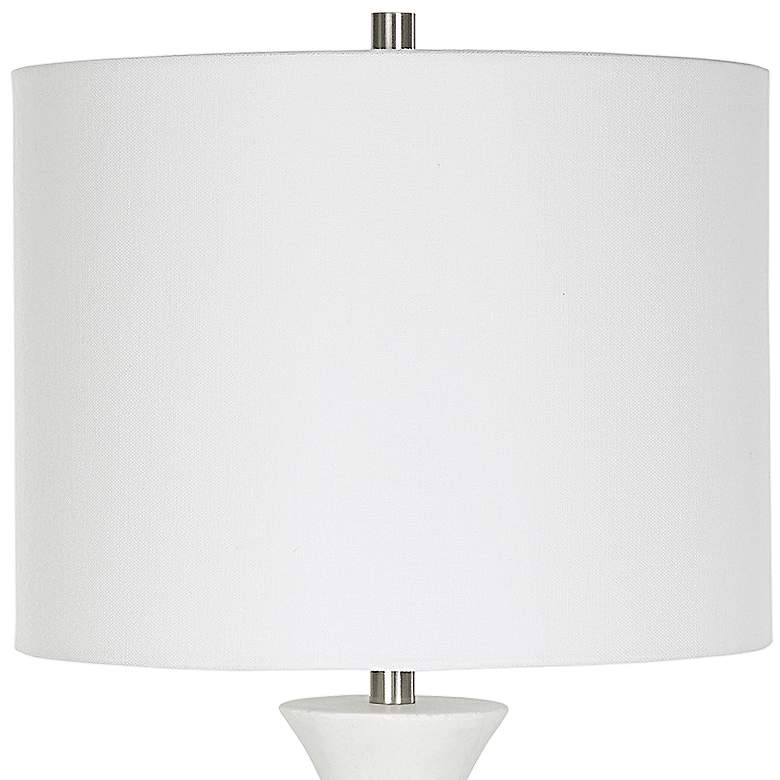 Adrienne White Faux Marble Trumpet Buffet Lamp