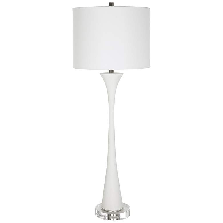 Adrienne White Faux Marble Trumpet Buffet Lamp