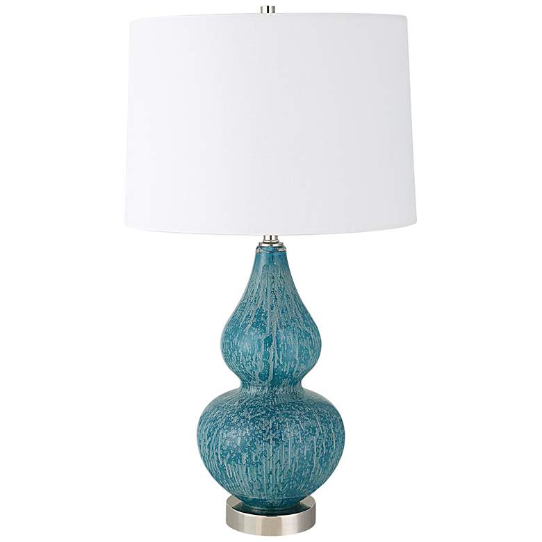 Avalon Coastal Blue Glass Gourd Table Lamp