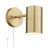 Carla Brushed Brass Down-Light Swing Arm Plug-In Wall Lamp