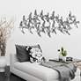 Flock 52" Wide Silver Etched Metal Wall Art