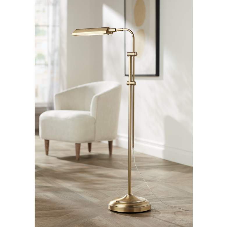 Culver Plated Aged Brass Adjustable Pharmacy LED Floor Lamp