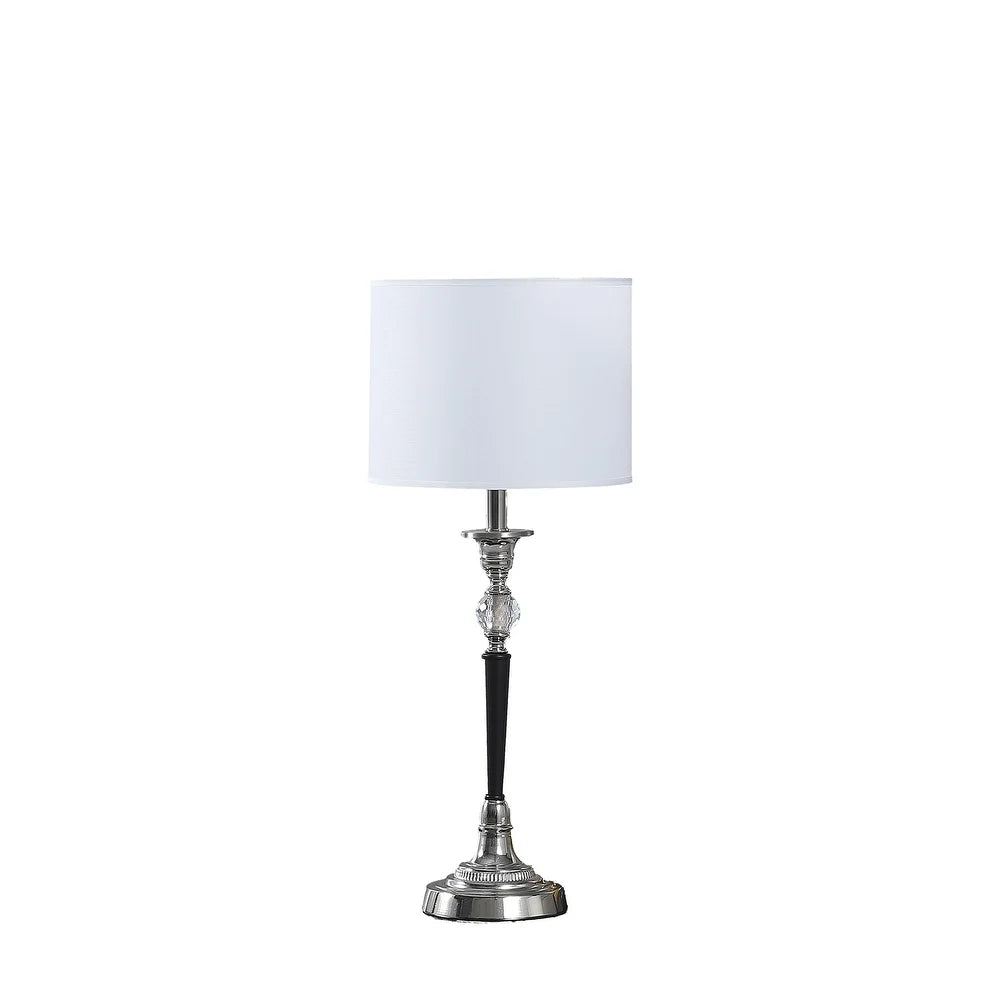 23" Black Chrome and Crystal Table Lamp With White Drum Shade - 9.5 x 9.5 x 22.75