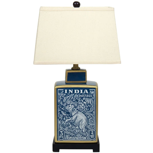 23" Blue Indian Elephant Table Lamp - 7"W x 15"L x 23"H