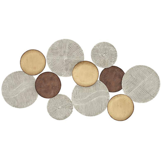 Denson 44 1/4" Wide Gold Bronze White-Washed Disk Wall Art