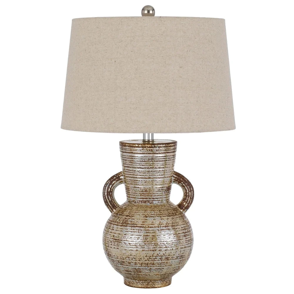 26 Inch Vase Table Lamp with Curved Handles, Dimmer, Bronze