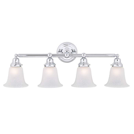 26" Wide Chrome 4-Light Bath Bar