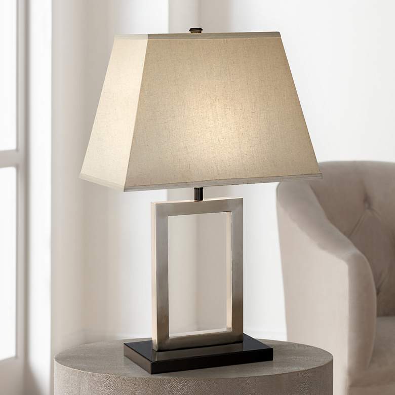 Open Window Brushed Nickel Finish Modern Accent Table Lamp