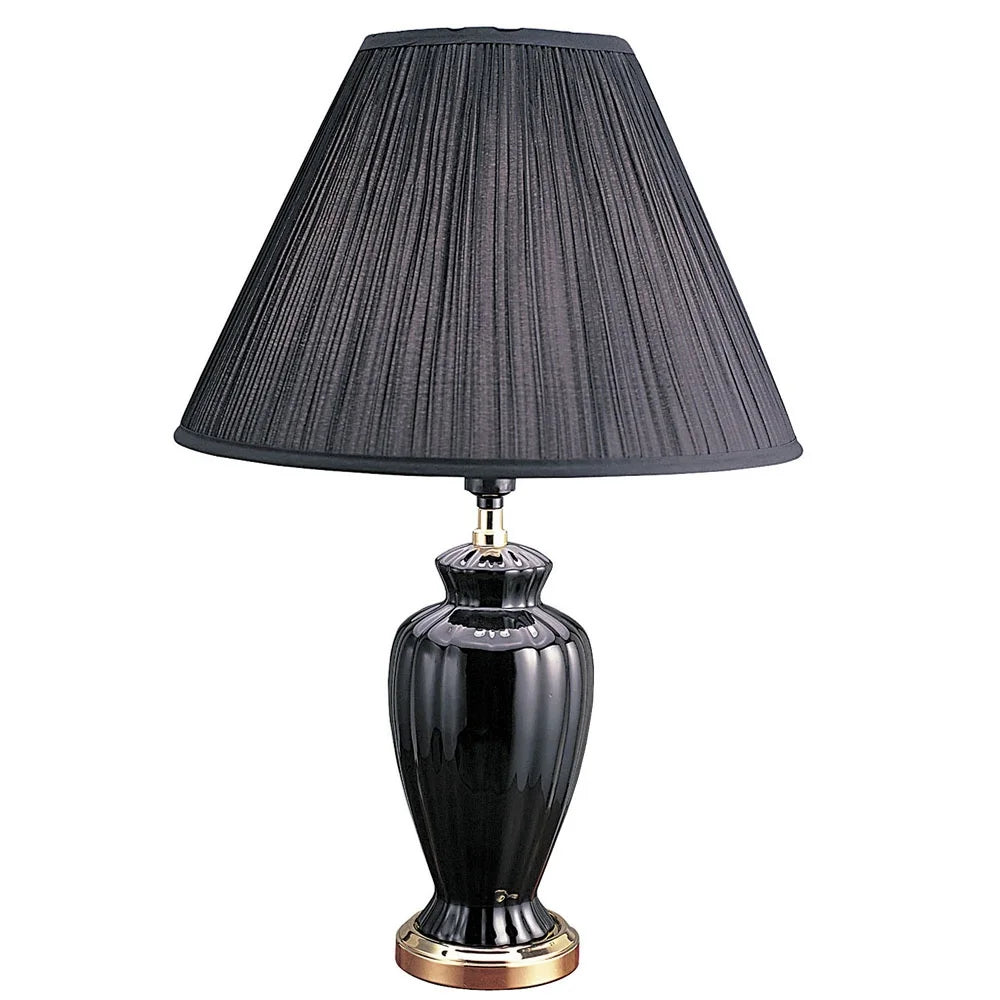 26" Stylish Black Ceramic Urn Shape Table Lamp - Medium