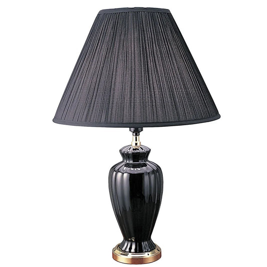 26" Stylish Black Ceramic Urn Shape Table Lamp - Medium