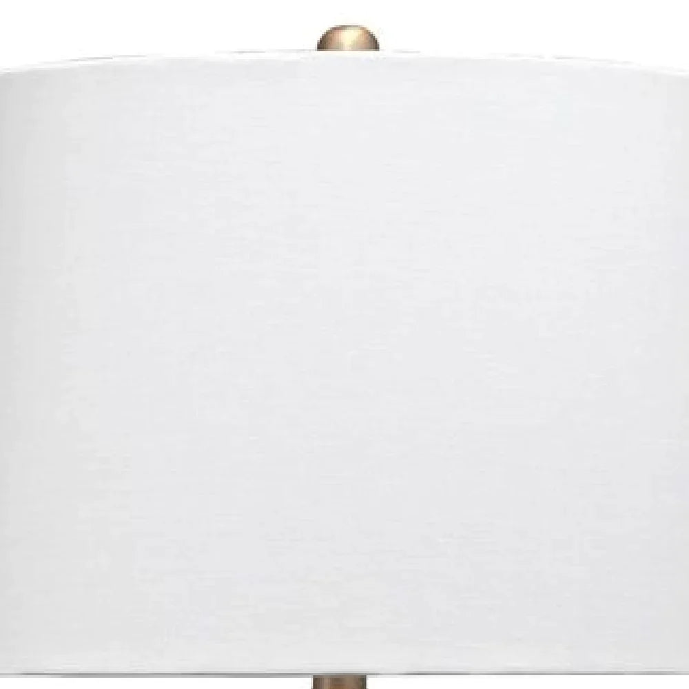 27 Inch Round Ceramic Stacked Ball Table Lamp, White, Grey