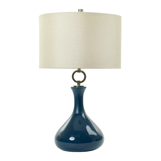 27 inch Ceramic Table Lamp with Matte & Gloss Teal Blue Finish