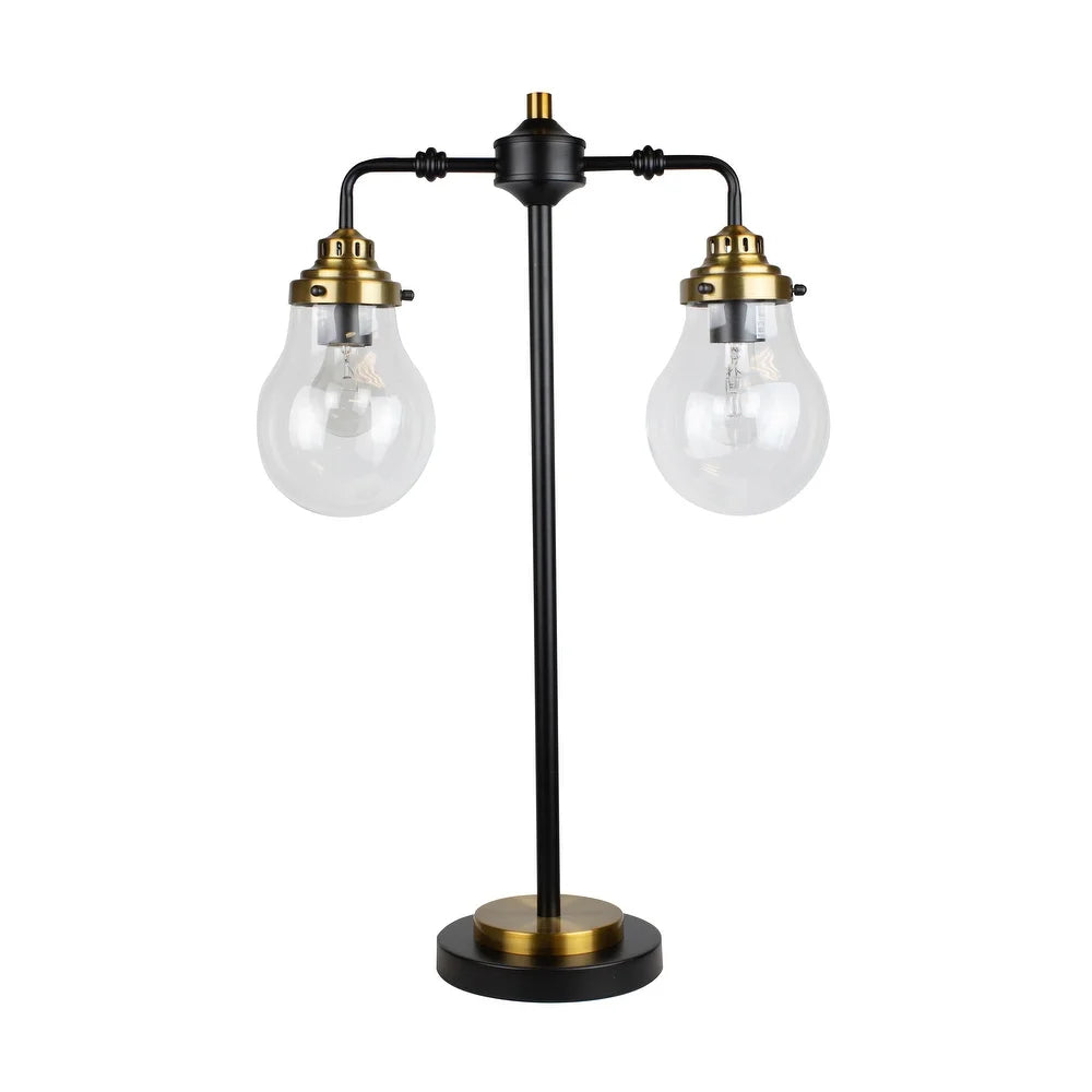 27.25" Matte Black & Dark Copper Brass Table Lamp