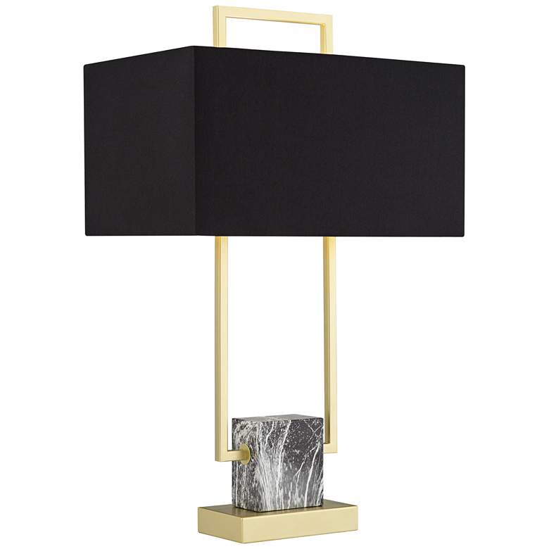Carl Gold Table Lamp with Black Rectangle Shade