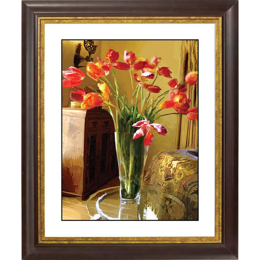 Spring Flowers II Gold Bronze Frame Giclee 20" High Wall Art