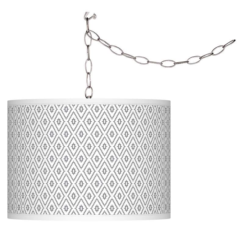 Swag Style Diamonds Giclee Shade Plug-In Chandelier