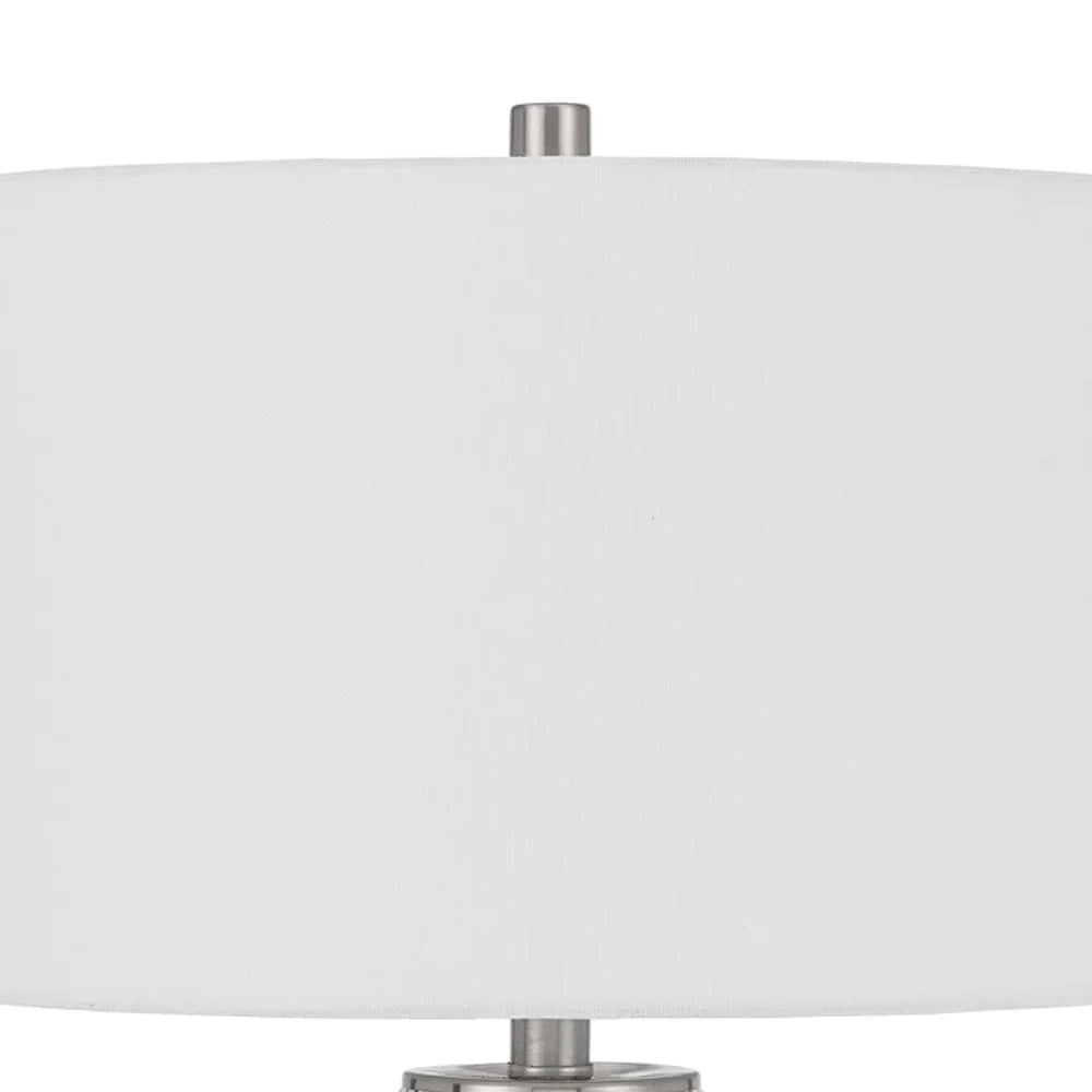 28 Inch Fluted Glass Base Table Lamp, Dimmer, Clear