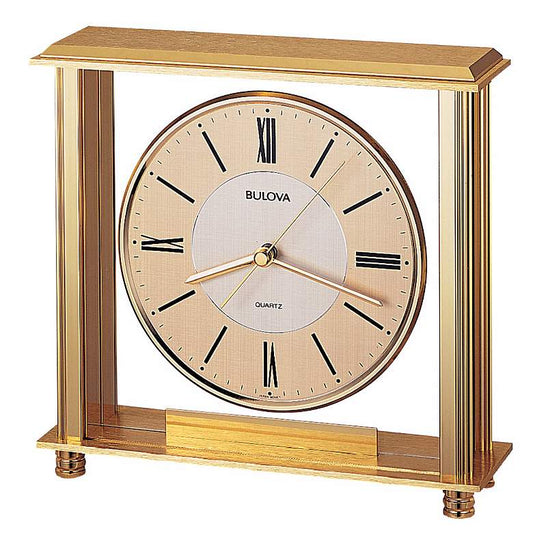 Bulova Grand Prix Brass 8" Wide Table Clock