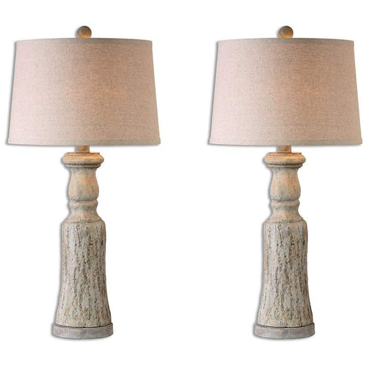 Cloverly Antq Ivory Table Lamp, Set of 2