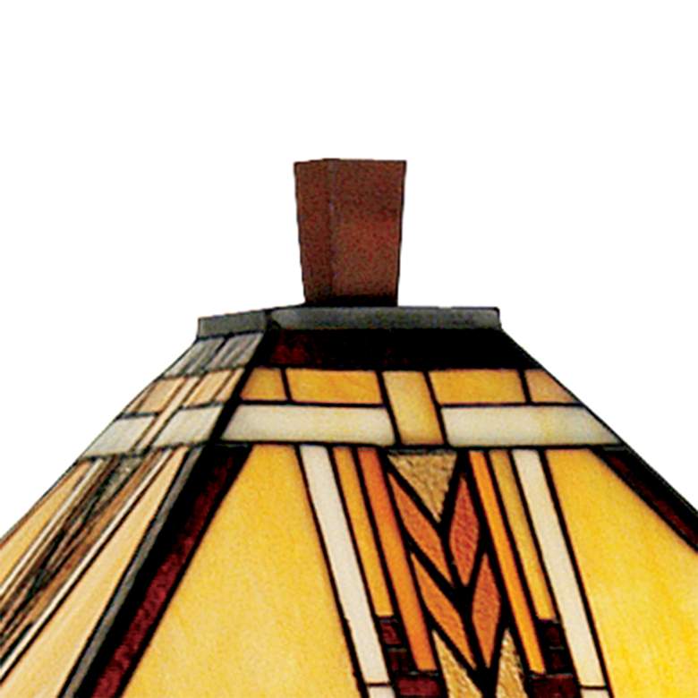 Walnut Mission Tiffany Style Floor Lamp with Night Light