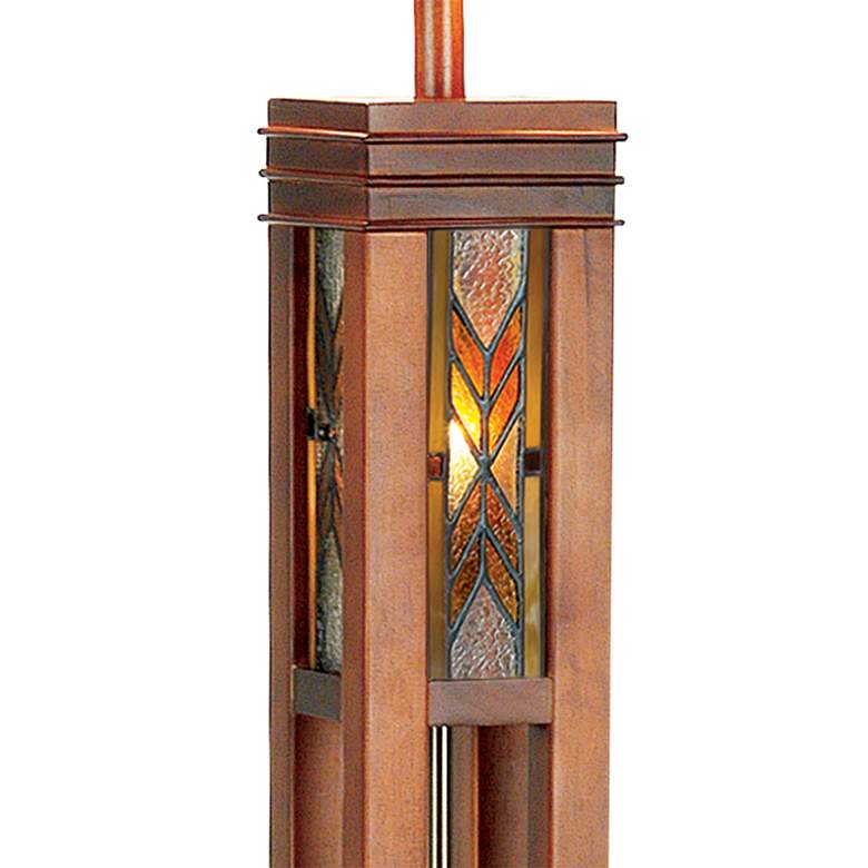 Walnut Mission Tiffany Style Floor Lamp with Night Light