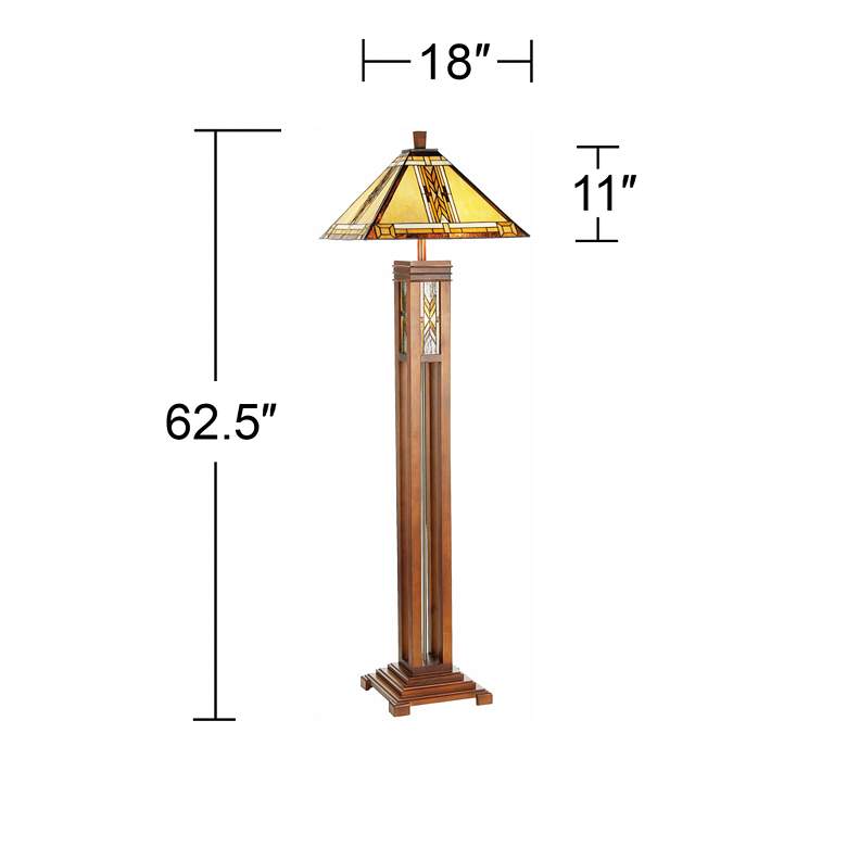 Walnut Mission Tiffany Style Floor Lamp with Night Light