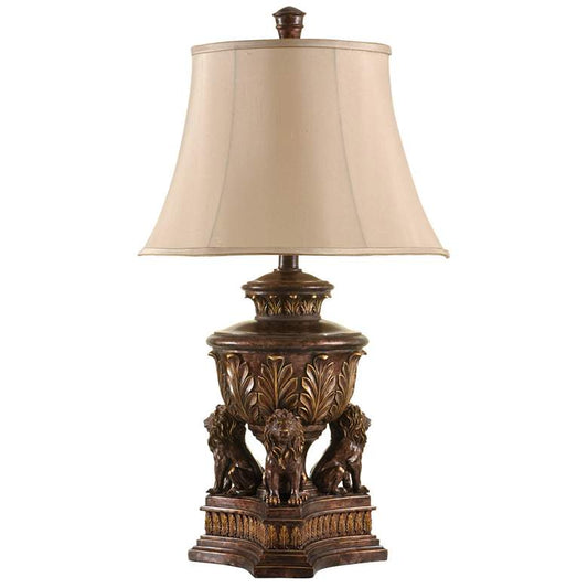 Table Lamp - Majestic Gold Finish - Cream Fabric Shade