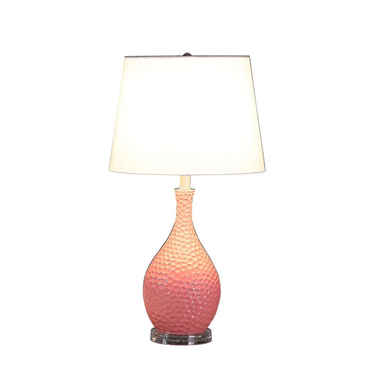 28" Pink Hammered Urn Table Lamp With White Tapered Drum Shade - 15 x 15 x 28