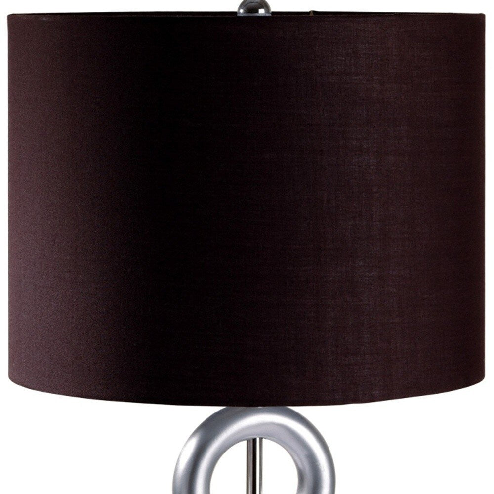 29" Silver Ceramic Geometric Table Lamp With Brown Classic Drum Shade - 13.75 x 13.75 x 29