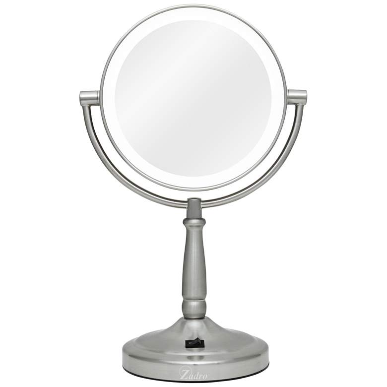 Satin Nickel Cordless 7" Wide LED Lighted Vanity Mirror