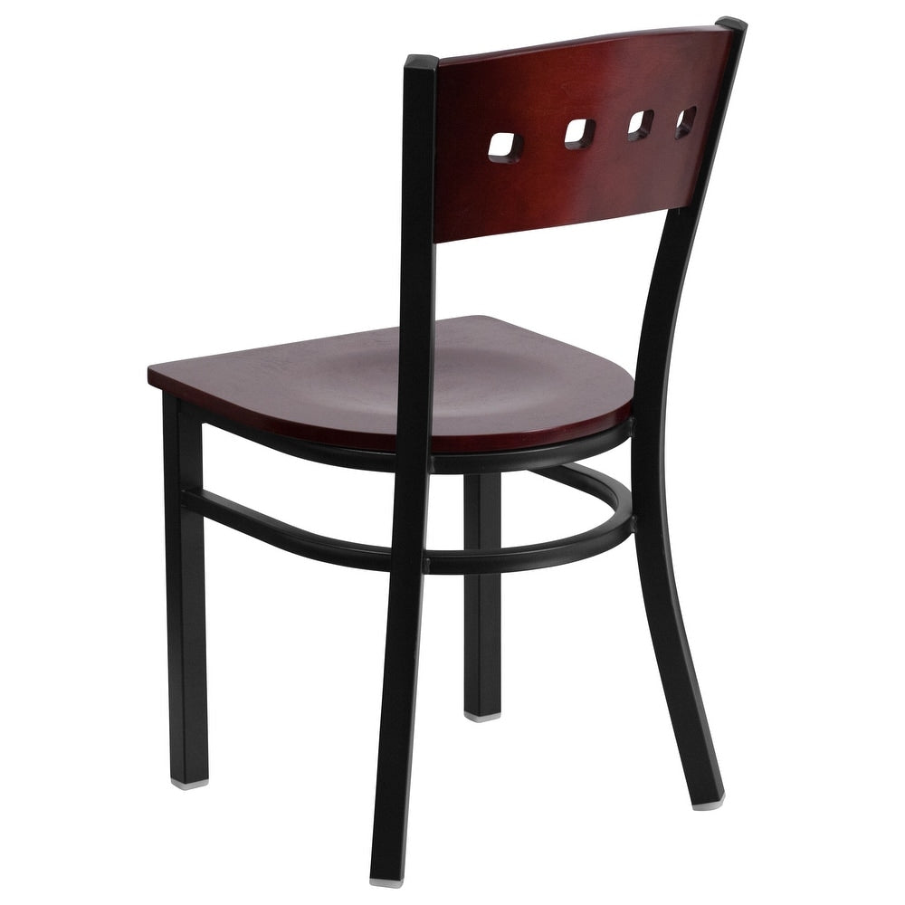 2 Pk. Decorative 4 Square Back Metal Restaurant Chair - 17"W x 21"D x 32"H