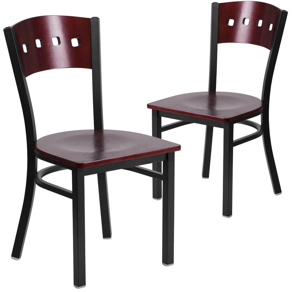 2 Pk. Decorative 4 Square Back Metal Restaurant Chair - 17"W x 21"D x 32"H