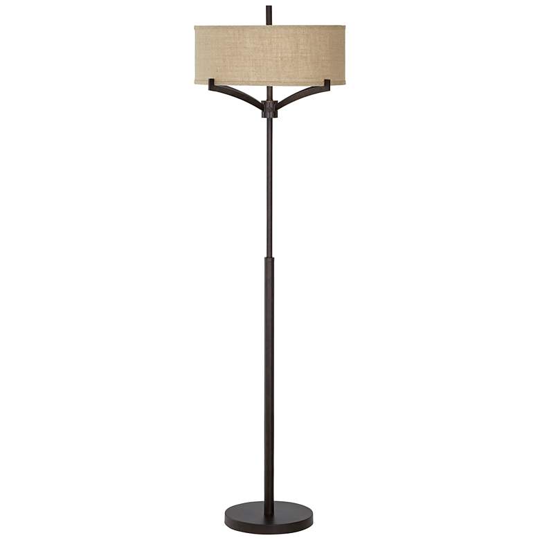 Franklin Iron Works Tremont Floor Lamp with Burlap Shade