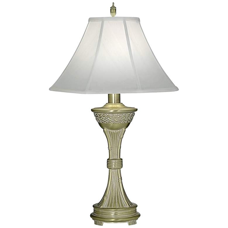 White Antique And Satin Brass Table Lamp