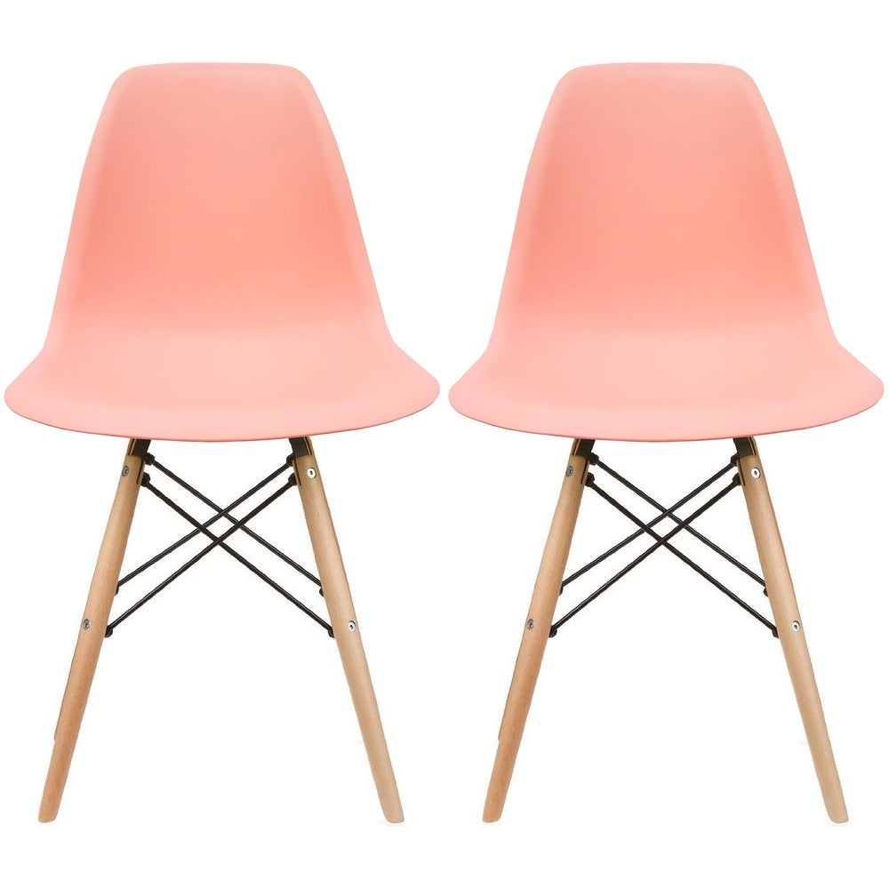 Molded Shell Plastic Eiffel Designer Side Chairs (Set of 2)