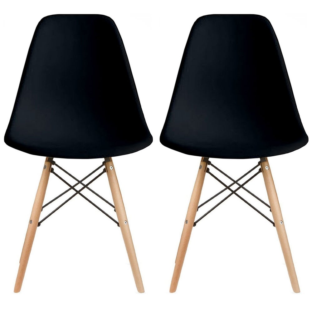 Molded Shell Plastic Eiffel Designer Side Chairs (Set of 2)