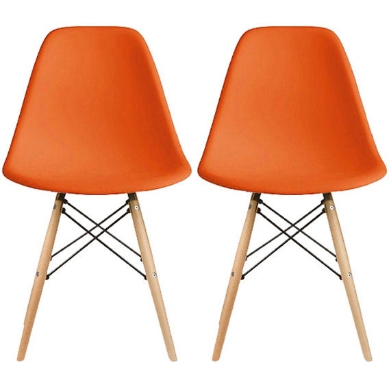 Molded Shell Plastic Eiffel Designer Side Chairs (Set of 2)