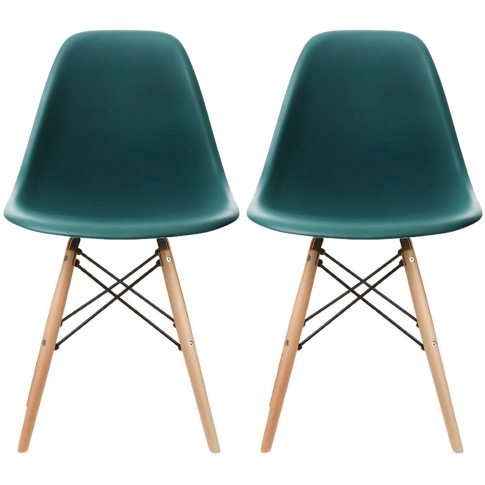 Molded Shell Plastic Eiffel Designer Side Chairs (Set of 2)