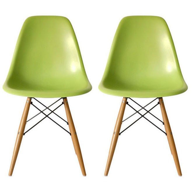 Molded Shell Plastic Eiffel Designer Side Chairs (Set of 2)