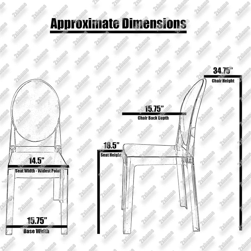 Smoke Large Size Modern Ghost Side Transparent Victoria Dining Room Accent Seat Lounge Armless Chair