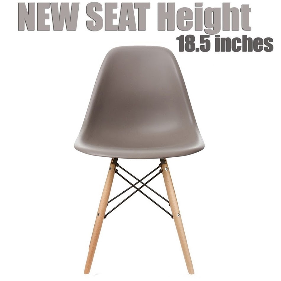 Modern Side Dining Chair Taupe Grey with Natural Wood Legs