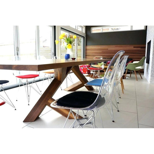 Modern Plastic Side Dining Chaira Cleara With Wire Chrome Legs Base
